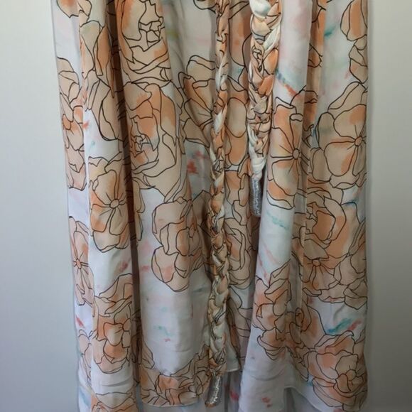 DYVNA Chacha Silk Midi Dress Peach Floral Overlay Braided Strap NWT Size 8 - Picture 7 of 17